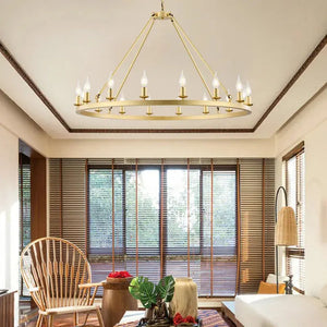 16-Light Round Wagon Wheel Chandelier Black/Gold/Silver Seus Lighting