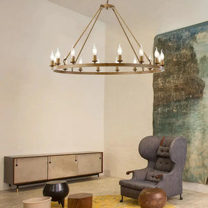 16-Light Round Wagon Wheel Chandelier Black/Gold/Silver Seus Lighting