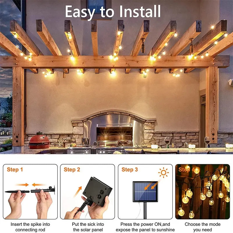 Solar Dimmable Outdoor String Lights Seus Lighting