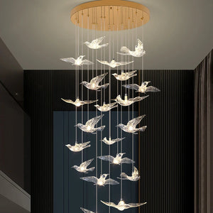 Spiral Long Led Chandelier for Staircase and Foyer Seus Lighting
