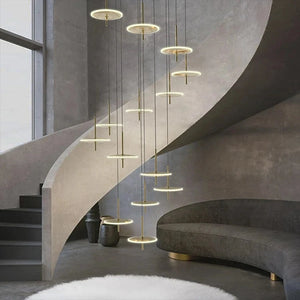 Spiral Round Scandinavian Chandelier for Staircase Seus Lighting