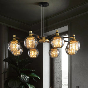 Tia Crystal Glass Globe Multi Light Chandelier Seus Lighting