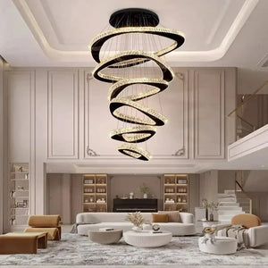 Twisted Ring Led Light Chandelier for High Ceiling Seus Lighting