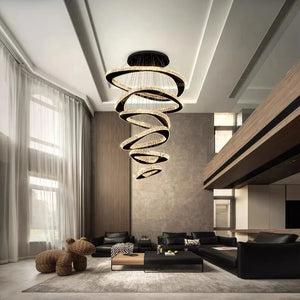 Twisted Ring Led Light Chandelier for High Ceiling Seus Lighting
