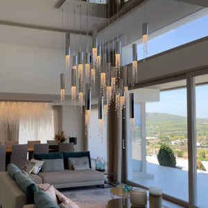Ulas Modern Crystal Cascade LED Pendant Chandelier Seus Lighting