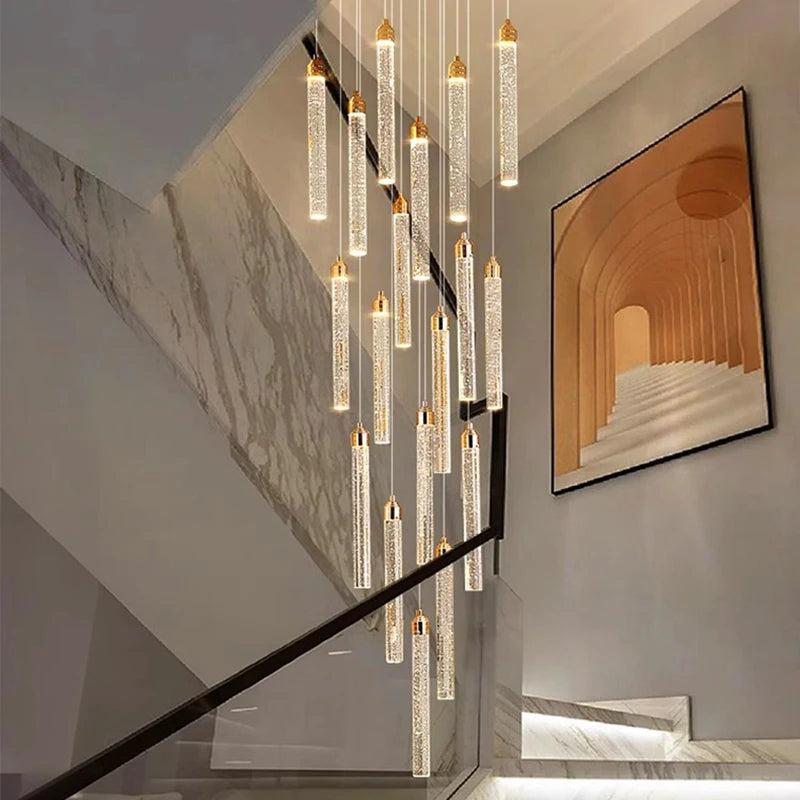 Uly Gold Crystal Chandelier for Staircase&Foyer&High Ceiling Seus Lighting