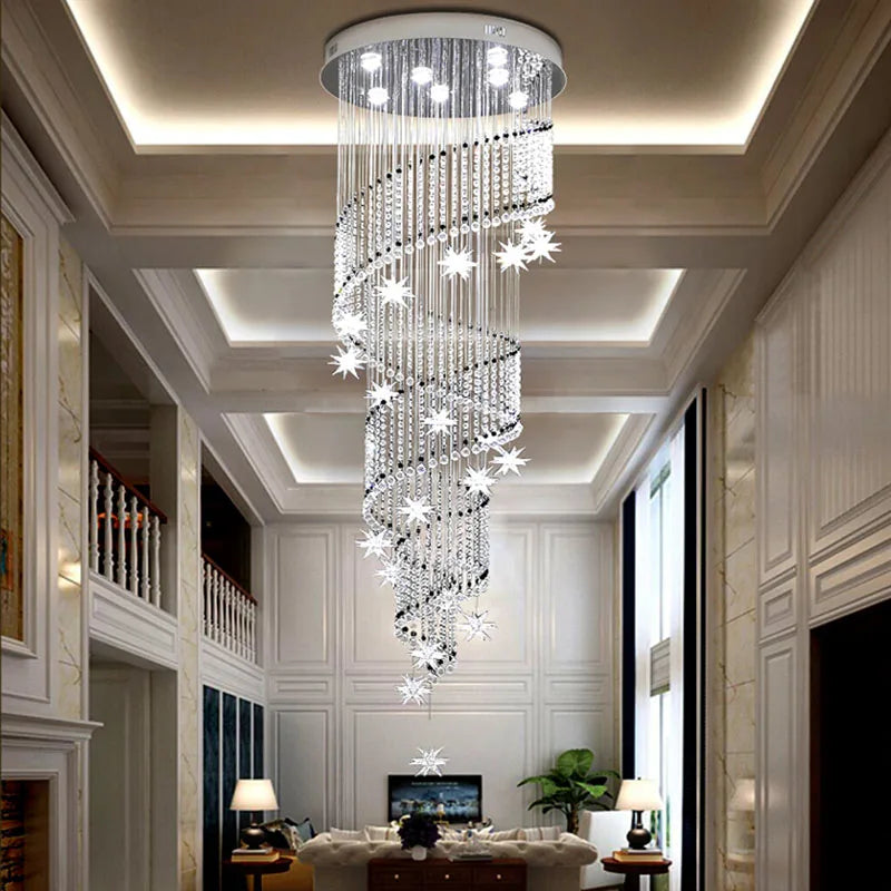 Vena Spiral Raindrop Crystal Chandelier for Staircase Seus Lighting