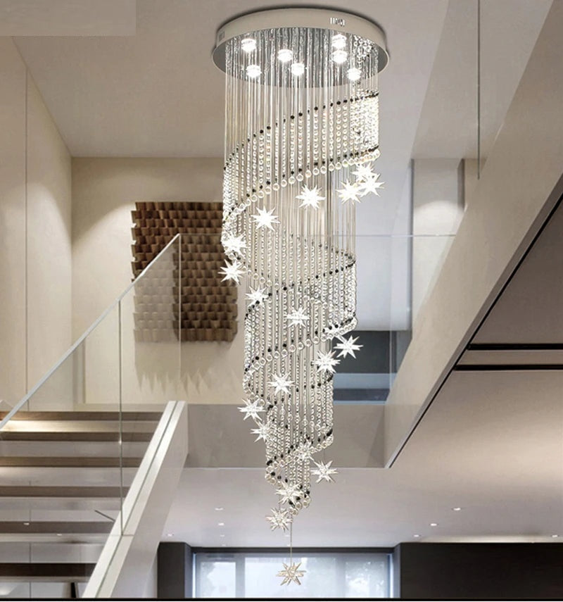 Vena Spiral Raindrop Crystal Chandelier for Staircase Seus Lighting