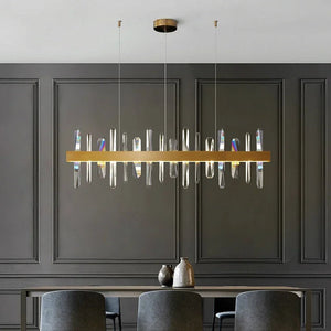 Vetra Gold Rectangular Crystal Chandelier Seus Lighting