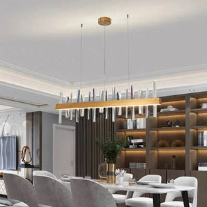 Vetra Gold Rectangular Crystal Chandelier Seus Lighting