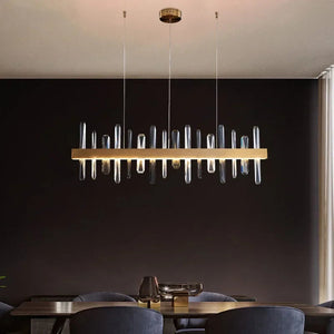 Vetra Gold Rectangular Crystal Chandelier Seus Lighting