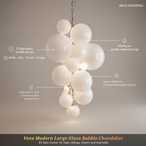 Vexo Modern Large Glass Bubble Chandelier Seus Lighting