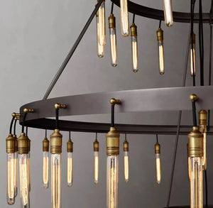 Vintage Round 3 Tier Metal Axis Pendant Chandelier Seus Lighting