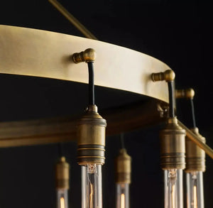 Vintage Round 3 Tier Metal Axis Pendant Chandelier Seus Lighting