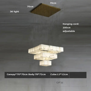 White Marble LED Cube Chandelier 7/9/18/25/36 Light - Led Chandeliers
