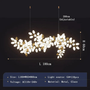 White and Gold Leaf Chandelier for Living Room - Chandeliers