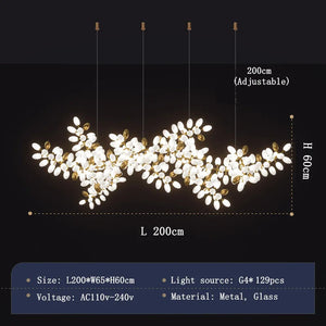 White and Gold Leaf Chandelier for Living Room - Chandeliers