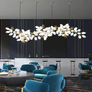 White and Gold Leaf Chandelier for Living Room Seus Lighting