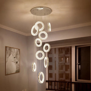 Yasmin Dimmable Crystal Ring Ceiling Light for Staircase Seus Lighting