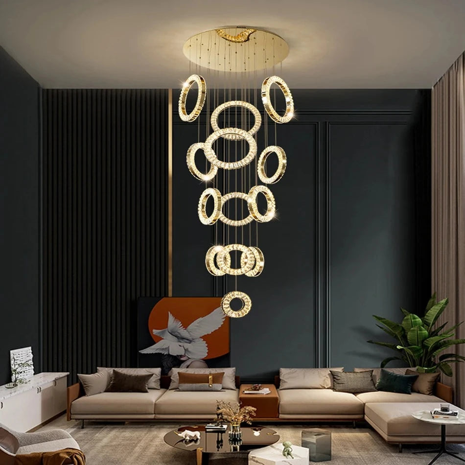 Yasmin Dimmable Crystal Ring Ceiling Light for Staircase Seus Lighting