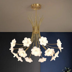 Yelis Modern Copper Glass Flower Chandelier Seus Lighting