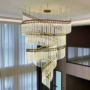 Zaira Spiral Crystal Chandelier Seus Lighting