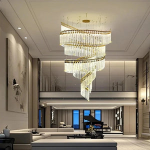 Zaira Spiral Crystal Chandelier Seus Lighting