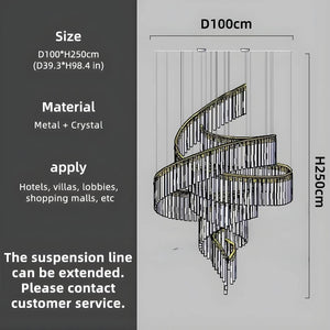 Zaira Spiral Crystal Chandelier Seus Lighting