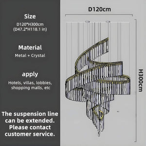 Zaira Spiral Crystal Chandelier Seus Lighting