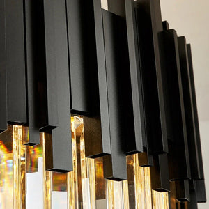 Zen Modern Round Black And Gold Crystal Chandelier Seus Lighting