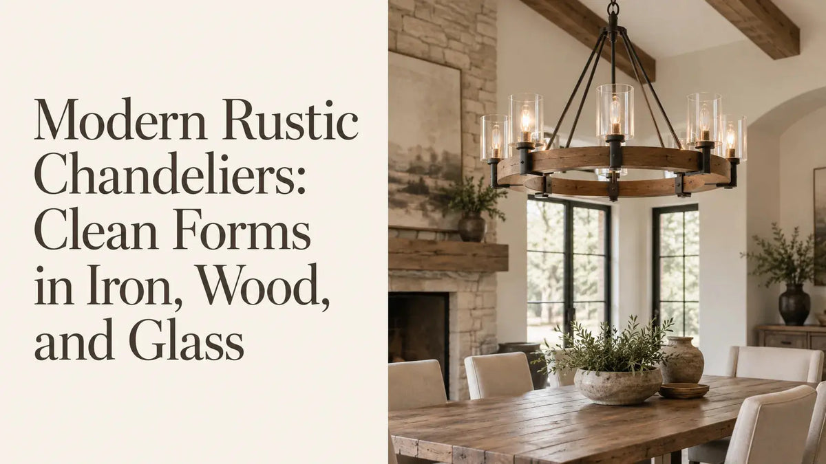 Modern Rustic Chandeliers: Clean Forms in Iron, Wood, and Glass