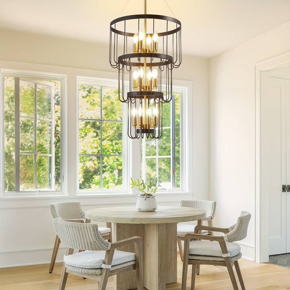 12-Light Farmhouse Staircase Chandelier  Seus Lighting