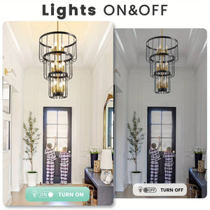 12-Light Farmhouse Staircase Chandelier  Seus Lighting