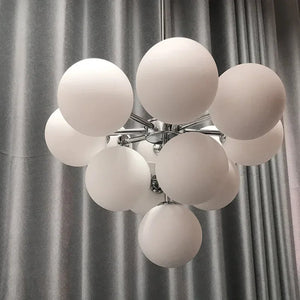 13-Light White Bubble Glass Ceiling Light  Seus Lighting