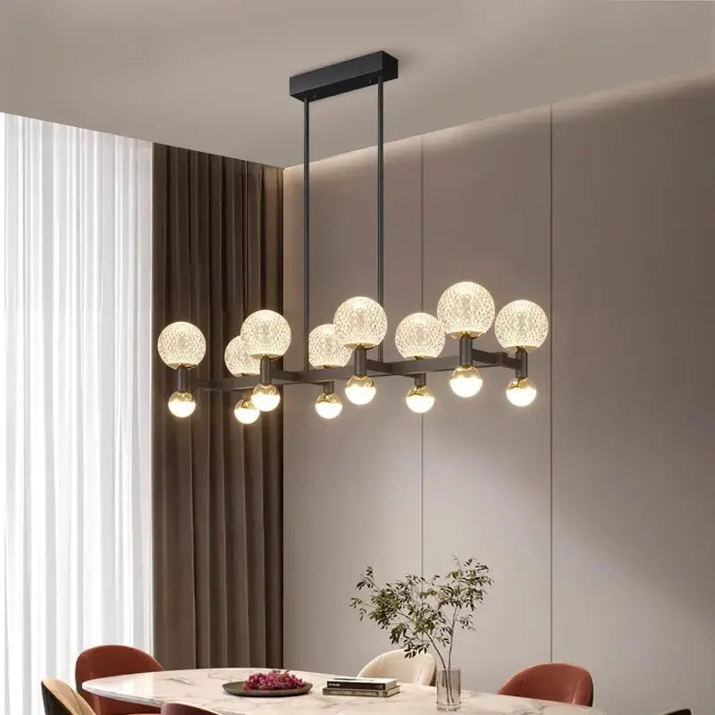 Modern Black Linear Dining Room Chandelier 12/16 Lights  Seus Lighting