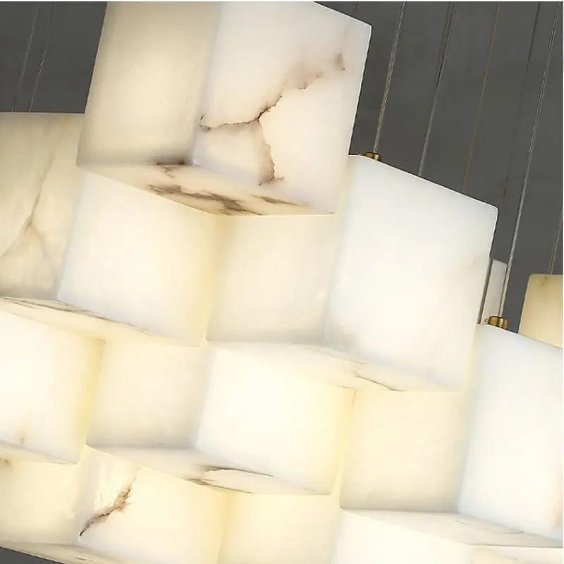 White Marble LED Cube Chandelier 7/9/18/25/36 Light  Seus Lighting