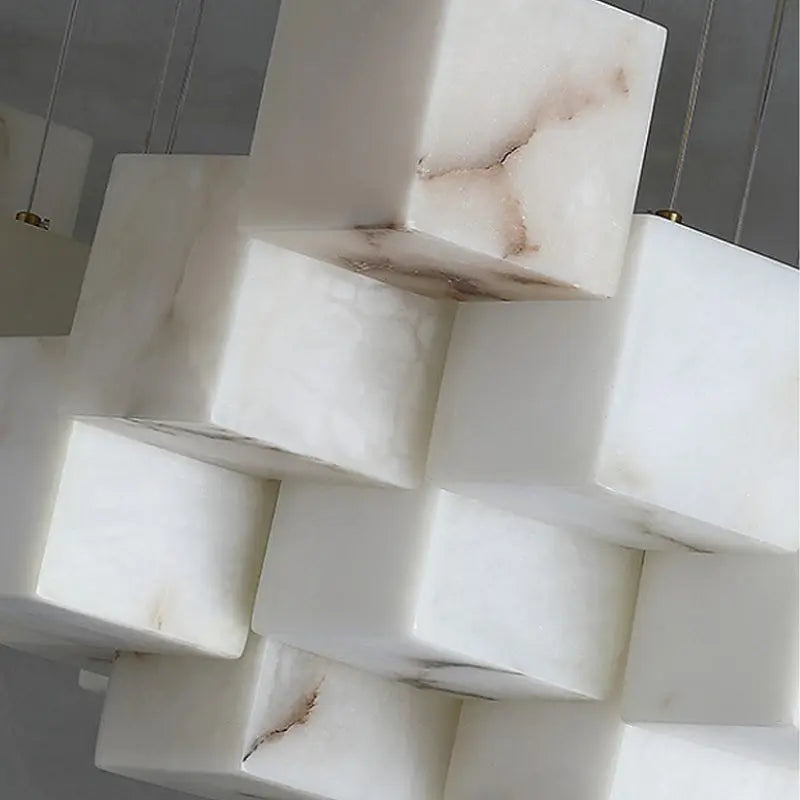 White Marble LED Cube Chandelier 7/9/18/25/36 Light  Seus Lighting