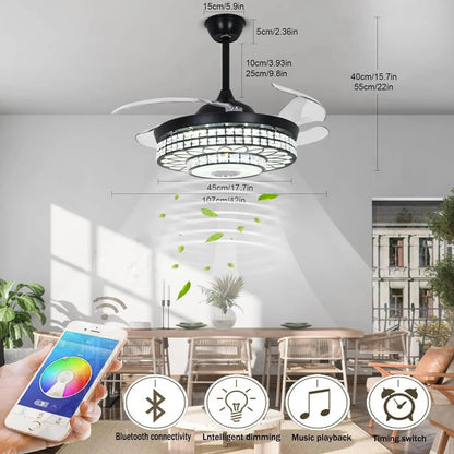 42" Ceiling Fan with Light and Bluetooth Speaker  Seus Lighting