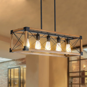 5-Light Farmhouse Rectangular Chandelier  Seus Lighting