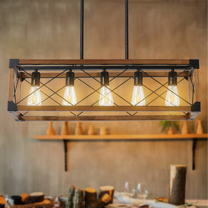 5-Light Farmhouse Rectangular Chandelier  Seus Lighting