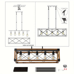 5-Light Farmhouse Rectangular Chandelier  Seus Lighting