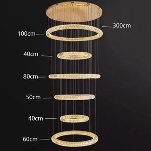 6 Ring Crystal Modern Stairway Lighting - Led Chandeliers