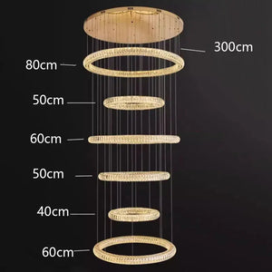 6 Ring Crystal Modern Stairway Lighting - Led Chandeliers
