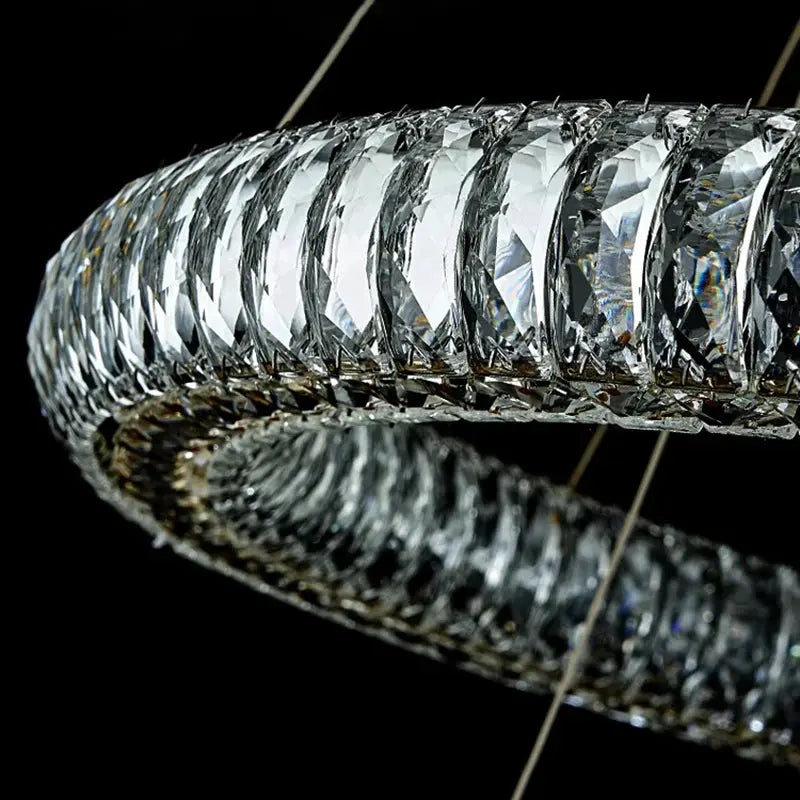 6 Crystal Ring Modern Stairway Lighting  Seus Lighting