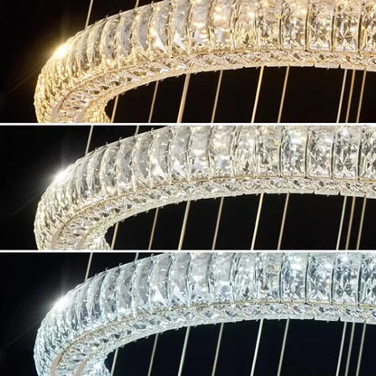 6 Crystal Ring Modern Stairway Lighting  Seus Lighting