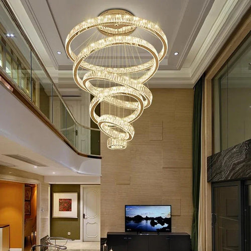 6 Tier Crystal Ring Chandelier detail