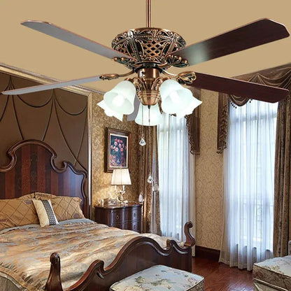 52/60 Inch 5 Blades Rustic Ceiling Fan With Lights  Seus Lighting