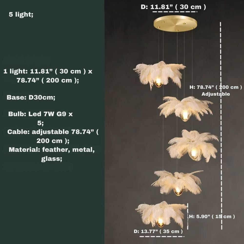 Adel Feather Staircase Lighting Chandelier  Seus Lighting