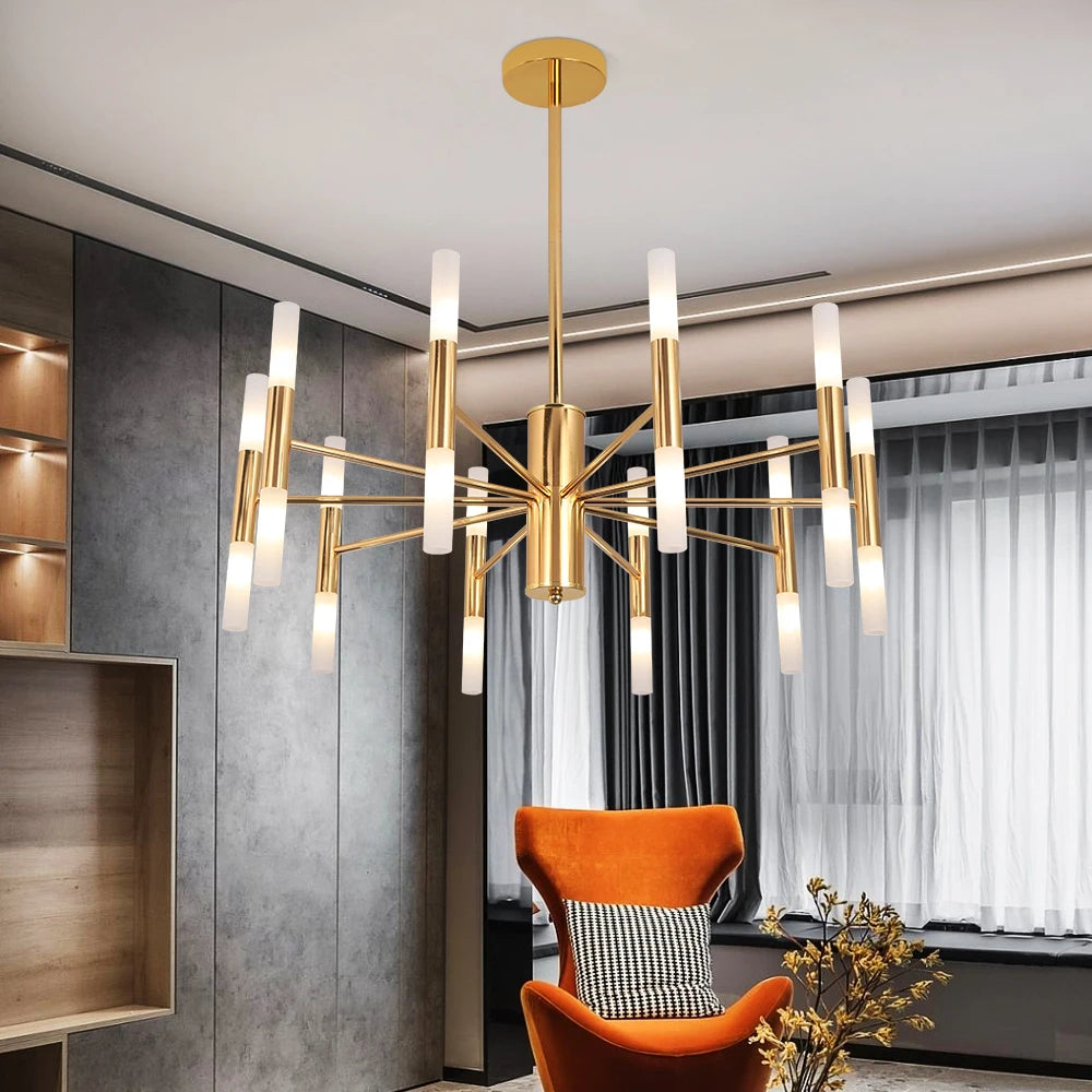 Alissa 20-Light Modern Golden Sputnik Chandelier  Seus Lighting