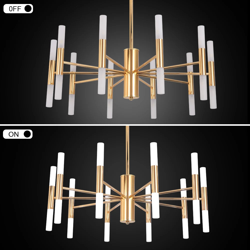 Alissa 20-Light Modern Golden Sputnik Chandelier  Seus Lighting